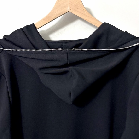 Comfy USA Black A-Line Hooded Knit Jacket Zip Up Lagenlook - Picture 6 of 10